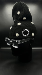 Bonnet Noir Perlé à Silhouette Haute