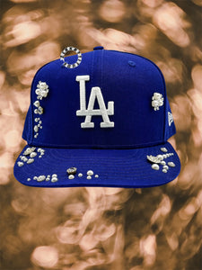 Casquette LA Bleu Royal Luxe – Perles & Strass | New Era 59FIFTY